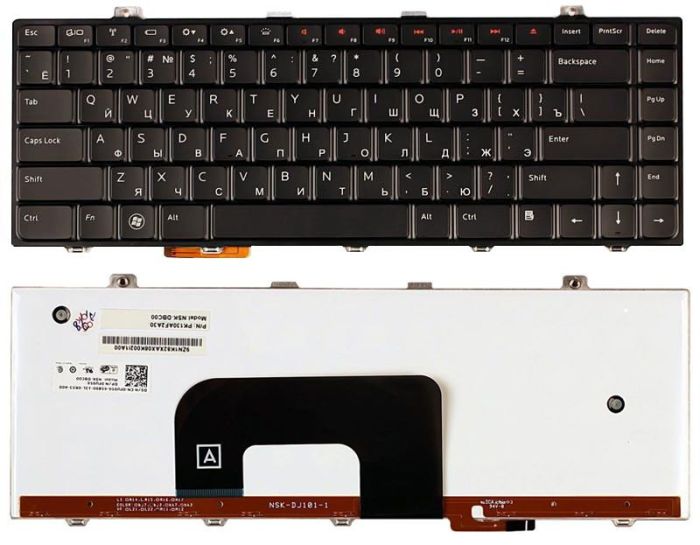 Клавіатура для ноутбука Dell Studio (14, 14Z, 1440, 1450, 1457) з підсвічуванням (Light). Чорна, RU