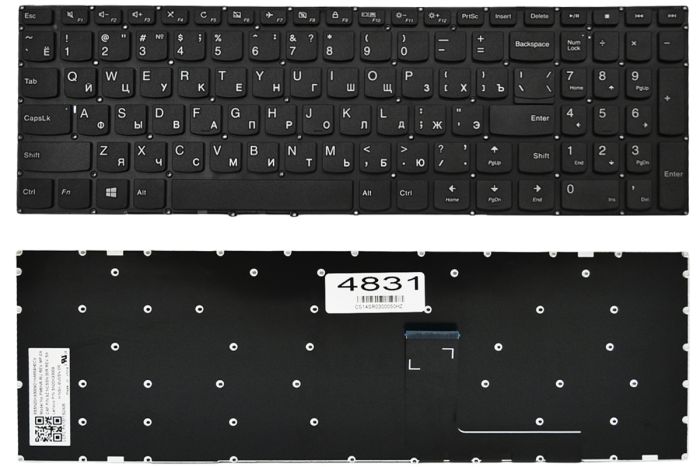 Клавіатура Lenovo IdeaPad 310-15ABR 310-15IAP 310-15IKB 310-15ISK 510-15IKB 510-15ISK чорна без рамки Прямий Enter Original PRC