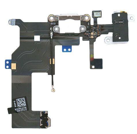 Шлейф із роз'ємом живлення (Dock Connector) для Apple iPhone 5 білий, Шлейф живлення iPhone 5 WH