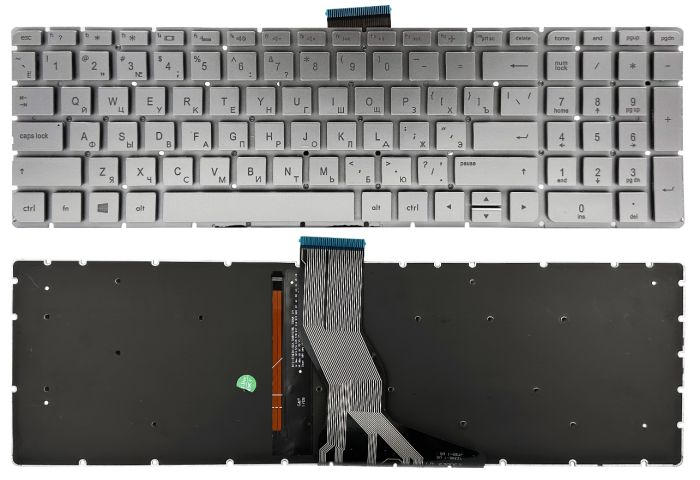 Клавіатура HP Pavilion 15-ab 15-ak 15-au 15-ar 15-aq 15-aw 15-bc 15-bk 17-ab 17-g Envy m6-a сіра без рамки Прямий Enter підсвітка High Copy (857799-251)