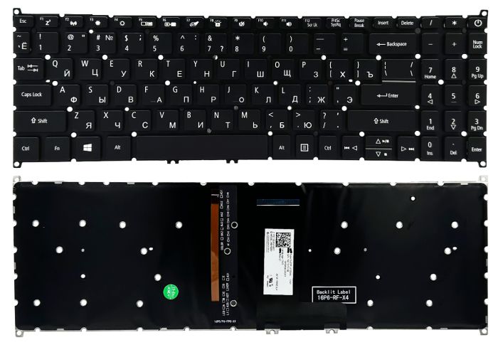 Клавіатура Acer Swift 3 SF315-41 Aspire 3 A315-22 Aspire 5 A515-43 Extensa EX215-31 чорна без рамки Прямий Enter підсвітка PWR Original PRC (NK151310B)