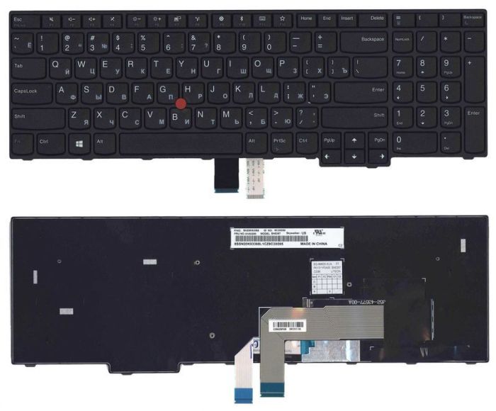 Клавіатура для ноутбука Lenovo Thinkpad (E570, E575) Black, (Black Frame), RU