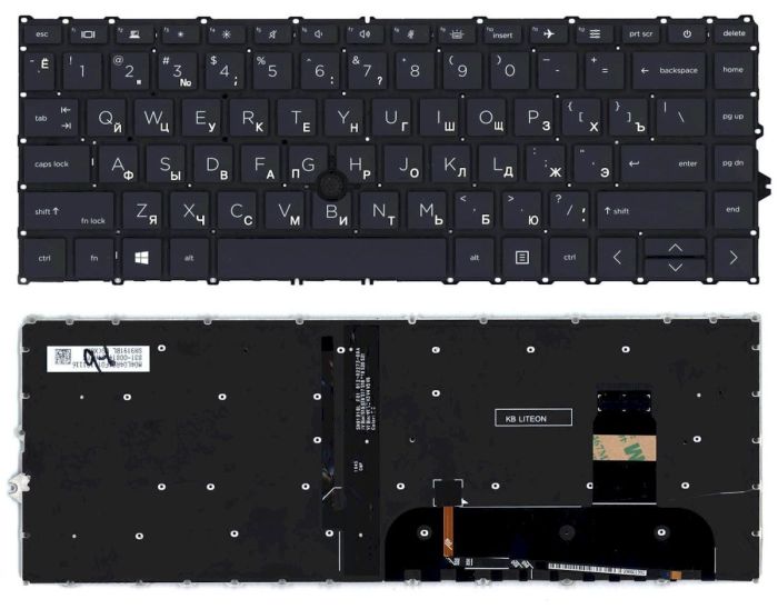 Клавіатура для ноутбука HP Elitebook (745 G7) Black з вказівником (Point Stick), з підсвічуванням (Light), (Black Frame) UA
