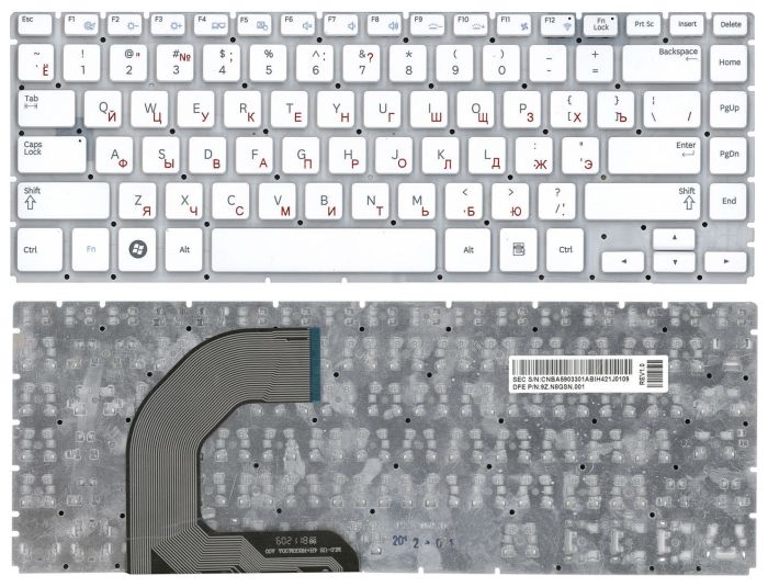 Клавіатура для ноутбука Samsung (Q470) Біла, (Без рамки), RU