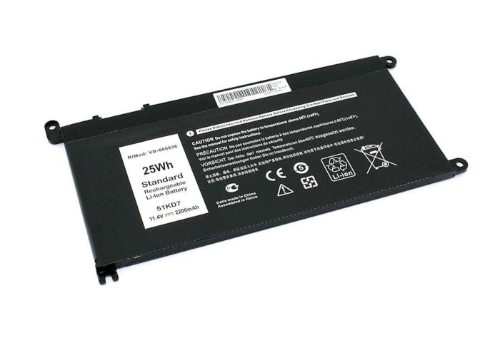 Аккумулятор для ноутбука Dell 51KD7 Latitude 3180 11.4V Black 2200mAh OEM