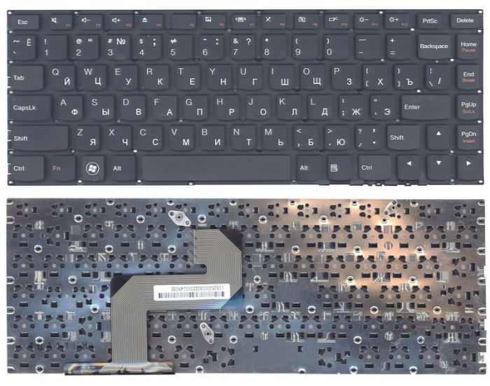 Клавіатура для ноутбука Lenovo IdeaPad (U400) Чорна, (Без рамки), RU