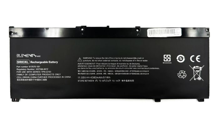 Батарея Elements MAX для HP Pavilion Gaming 15-CX 17-CD 17-BW ENVY X360 15-CP x360 15-CN OMEN 15-DC 11.55V 4380mAh (SR03-3S1P-4400)