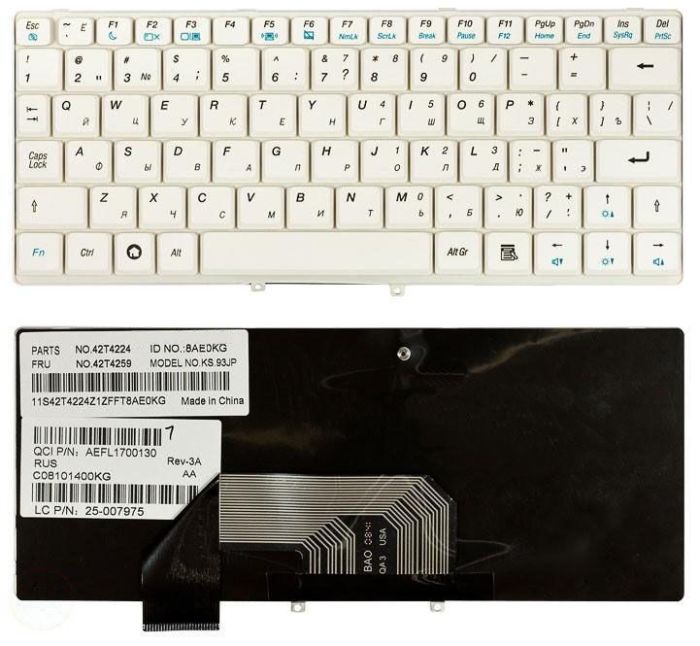 Клавіатура для ноутбука Lenovo IdeaPad (S9, S10) Біла, RU