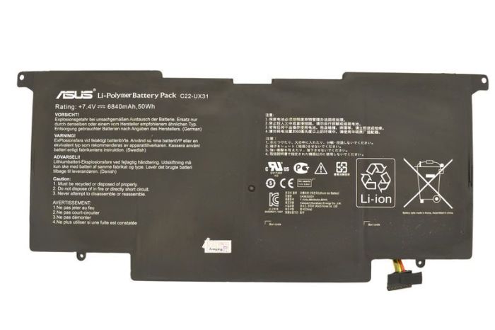 Посилений акумулятор для ноутбука Asus C22-UX31 UX31A 7.4V Чорний 6840mAh Orig