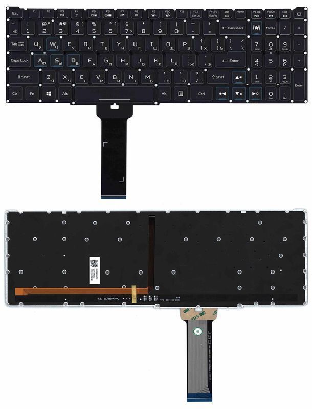 Клавіатура для ноутбука Acer Predator Helios 300 PH315-52 з підсвічуванням (Light), Black, RU