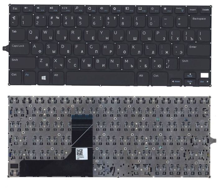 Клавіатура для ноутбука Dell Inspiron (11-3147) Чорна, (Без рамки), RU