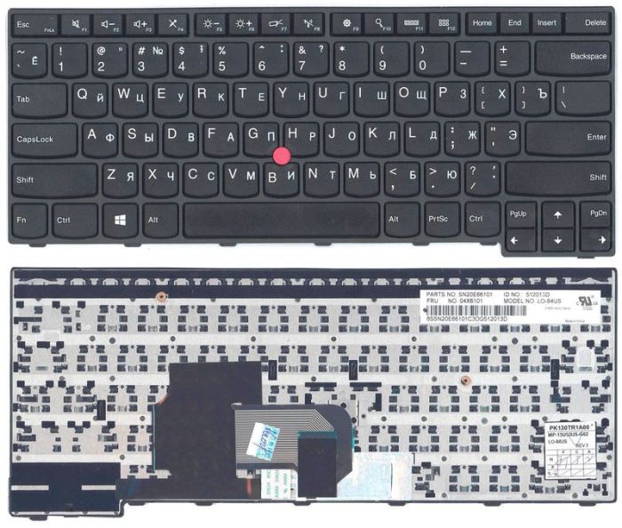Клавіатура для ноутбука Lenovo ThinkPad (E450) із вказівником (Point Stick), Black, (Black Frame), RU