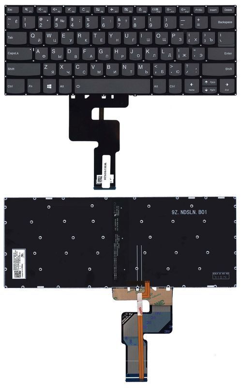 Клавіатура для ноутбука Lenovo IdeaPad 330S-14 з підсвічуванням (Light), Black, (No Frame), RU