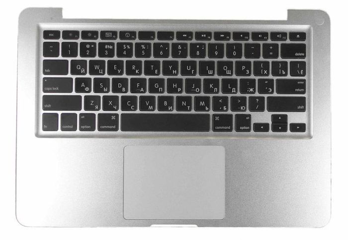 Клавіатура для ноутбука Apple MacBook Pro (A1278) 2011 Чорна, (Срібло TopCase), RU (горизонтальний ентер)