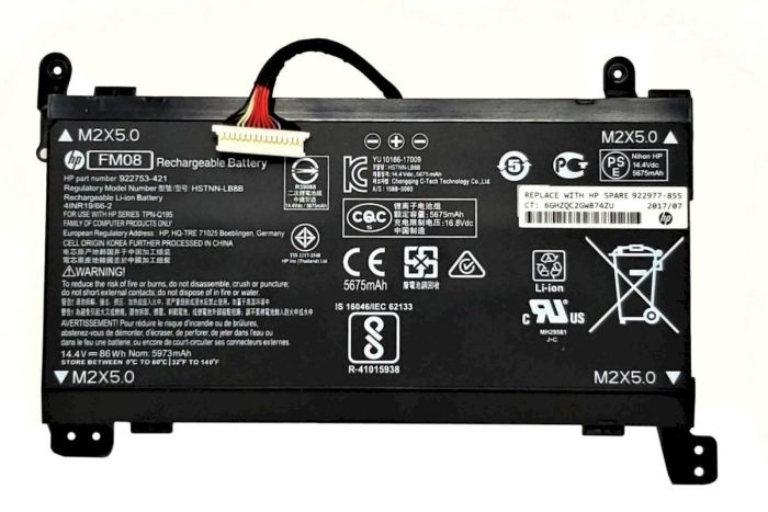 Акумулятор для ноутбука  HP FM08 OMEN 17-AN 16Pin 14.4V Black 5700mAh OEM