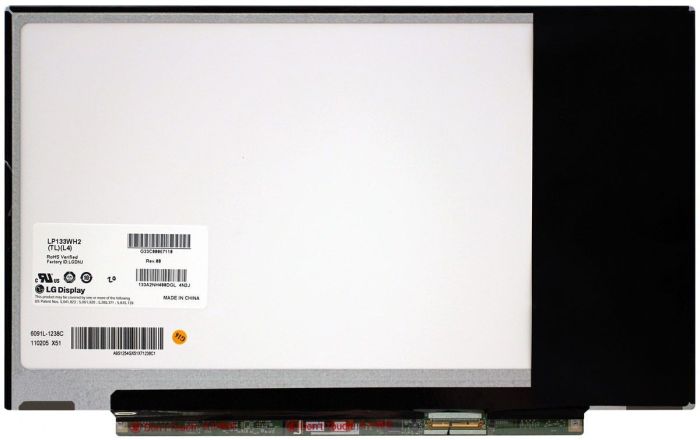 Матриця для ноутбука 13,3", Slim (тонка), 40 pin (знизу зліва), 1366x768, Світлодіодна (LED), без кріплень, матовая, LG-Philips (LG), LP133WH2-TLM4