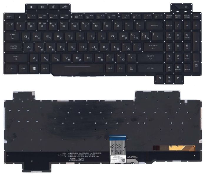 Клавіатура для ноутбука Asus ROG Strix SCAR Edition GL503VS з підсвічуванням (Біла Light), Чорна, (Без рамки) UA