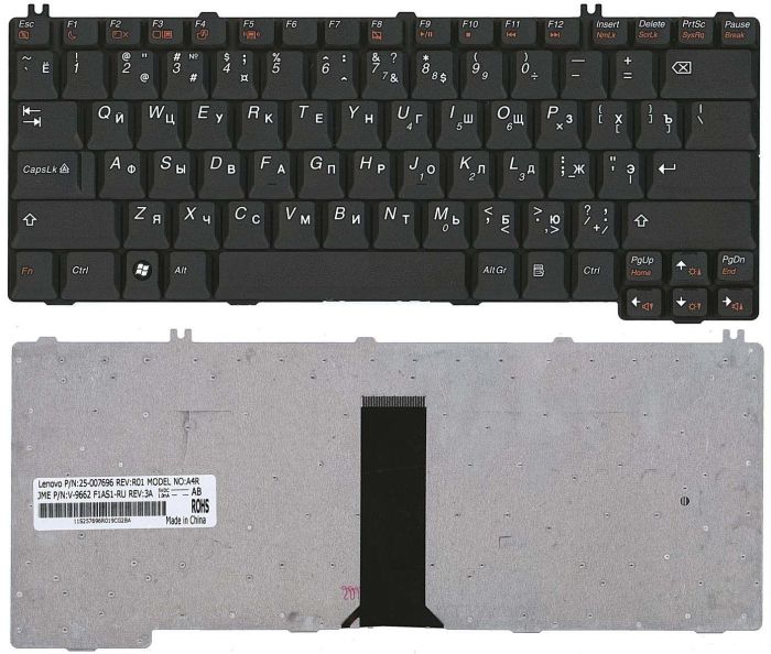 Клавіатура для ноутбука Lenovo IdeaPad (C100, C200, C430, C460, G430, G400 0, Y410 , Y430, Y430a, Y430 Y730, Y730a, Fujitsu-Siemens Amilo M7400) Black RU