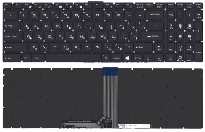 Клавіатура для ноутбука MSI (GT72) з підсвічуванням (Light), Чорна, (Без рамки) UA