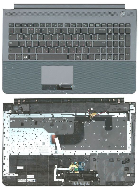 Клавіатура для ноутбука Samsung (RC520) Чорна, (Сіра TopCase), RU