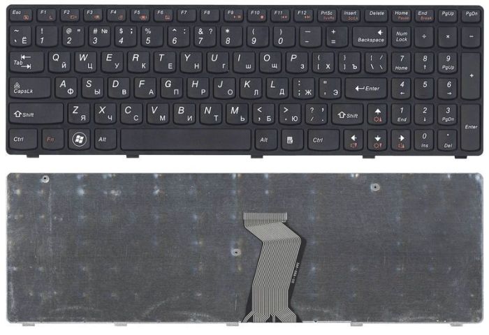 Клавіатура для ноутбука Lenovo IdeaPad G580, G585, Z580, Z585, Z780 Black, (Black Frame), RU