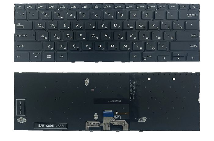 Клавіатура Asus ZenBook 14 UX433FA UX433FN UX433FL чорна без рамки Прямой Enter підсвітка PWR Original PRC (0KN1-5Z2UA13)