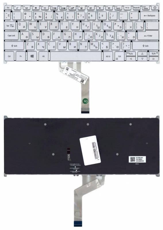 Клавіатура для ноутбука Acer Swift 3 SF314-42 з підсвічуванням (Light), Silver, RU