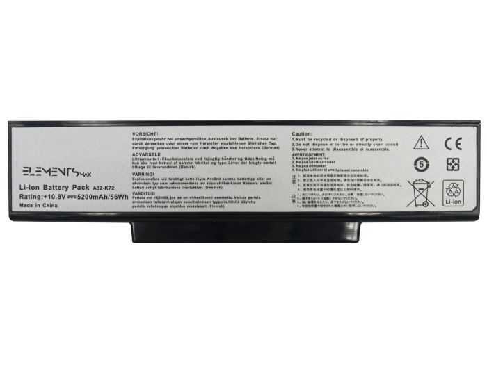 Батарея Elements MAX для Asus A72 K72 K73 N71 N73 X77 10.8V 5200mAh (K72-T-3S2P-5200)