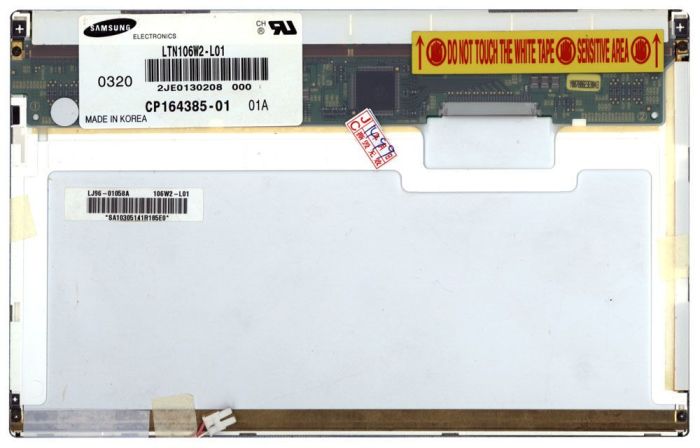Матриця для ноутбука 10,1", Normal (стандарт), 30 pin широкий (зверху направо), 1280x768, Лампова (1 CCFL), без кріплень, глянсова, Samsung, LTN106W2-L01