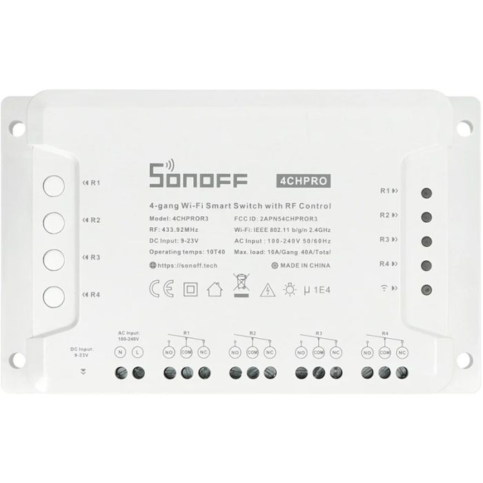 Розумний 4-канальний перемикач Wi-Fi Sonoff з керуванням RF433MHz