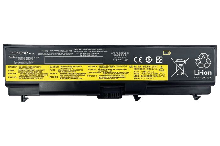 Батарея Elements MAX для Lenovo ThinkPad E40 E50 Sl410 T410 T510 W510 10.8V 5200mAh (SL410-3S2P-5200)