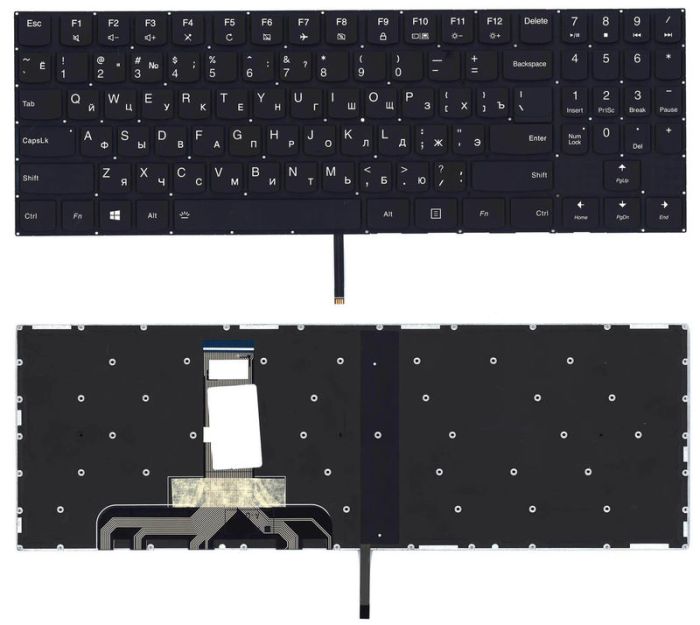 Клавіатура для ноутбука Lenovo Legion (Y520, Y520-15IKB) Чорна з підсвічуванням (Біла Light), (Без рамки), RU