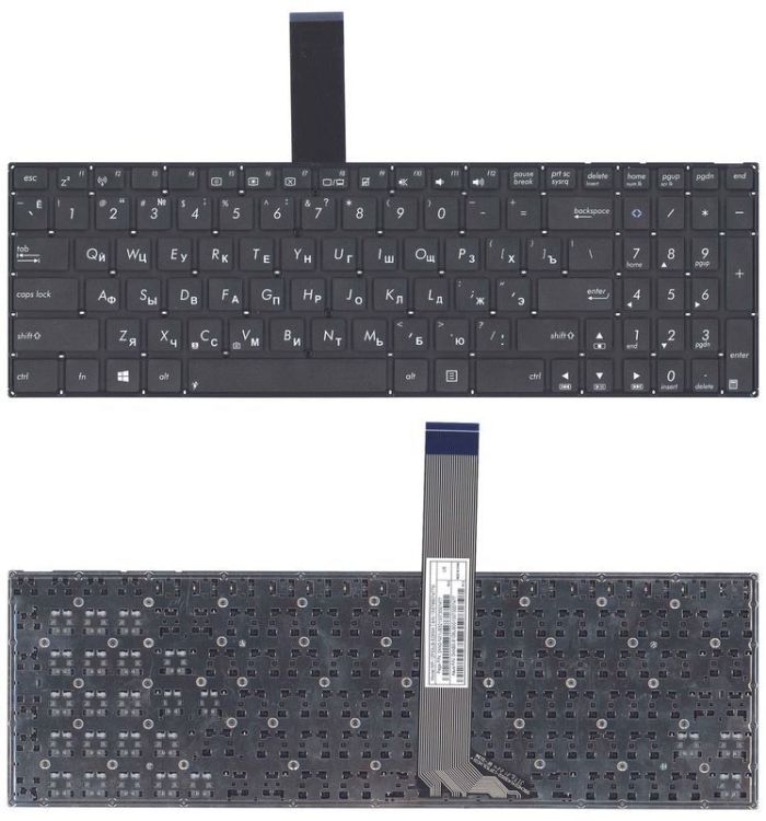 Клавіатура для ноутбука Asus (A56, A56C, A56CA, A56CB, A56CM, K56, K56C, K56CB, K56CM, K56CA, S56, S56C, S56A, S56CM) Чорна, (Без рамки), RU (горизонт