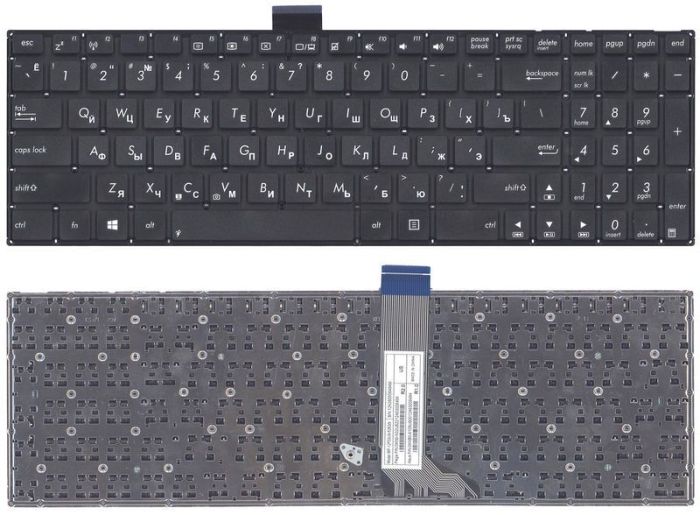 Клавіатура для ноутбука Asus (X502) Чорна, (Без рамки), RU (горизонтальний ентер)