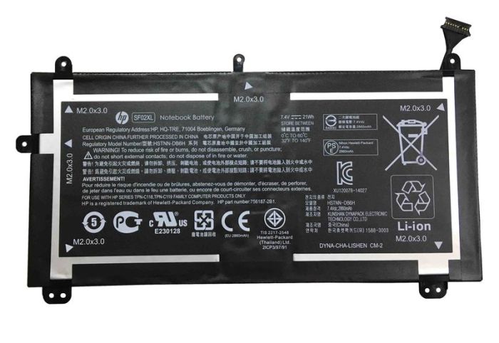 Акумулятор для ноутбука  HP SF02XL Pavilion 10-k 7.4V Чорний 2860mAh Orig