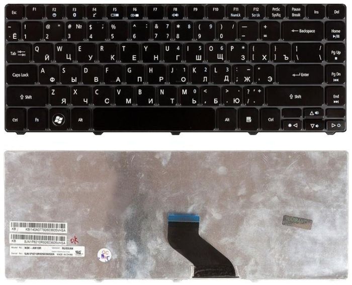 Клавіатура для ноутбука Acer Aspire (3810T) Black, Glossy, RU
