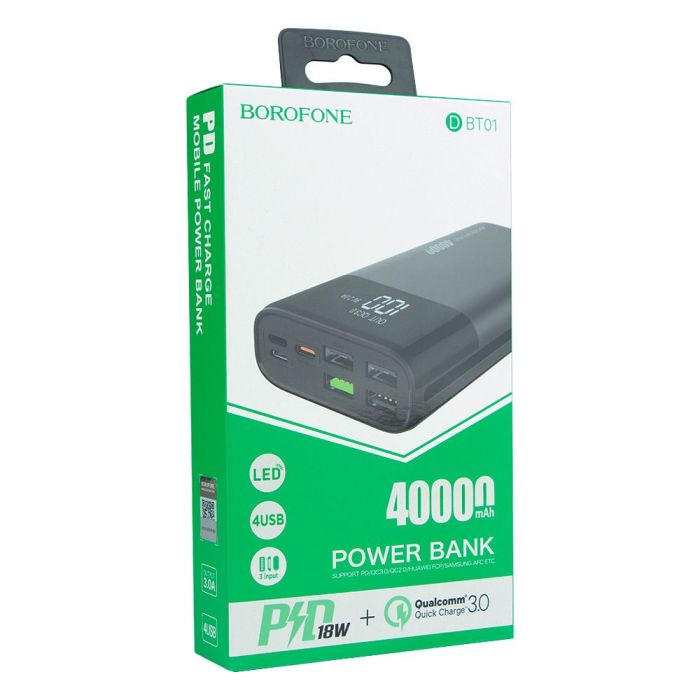 Універсальна Мобільна Батарея Power Bank Borofone DBT01 PD18W+QC3.0 40000 mAh Колір Чорний