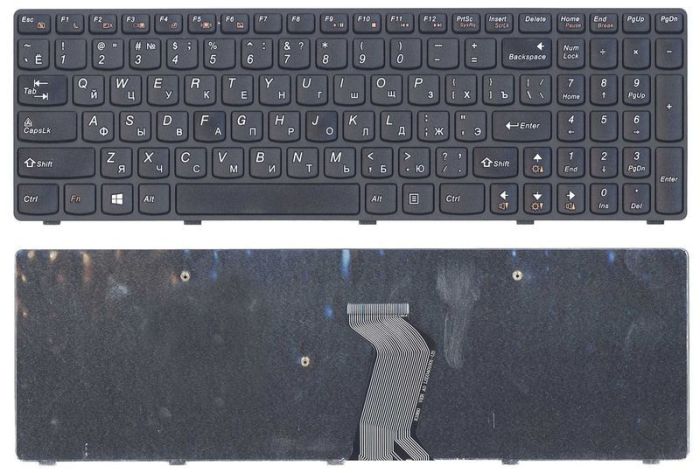 Клавіатура для ноутбука Lenovo IdeaPad (G500, G700), Чорна, (Чорна рамка) UA
