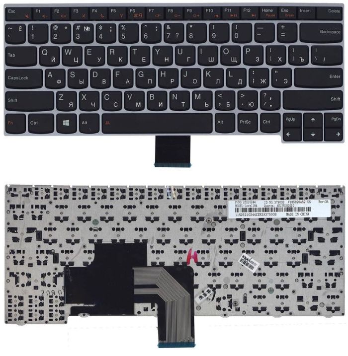 Клавіатура для ноутбука Lenovo IdeaPad (V490) Black, (Silver Frame), RU