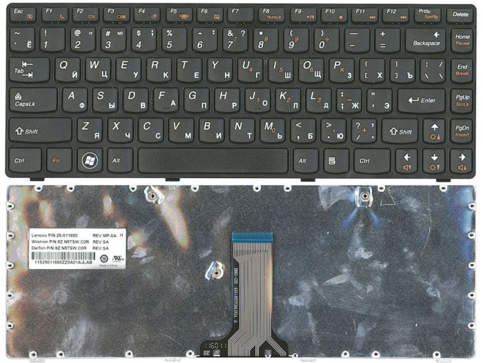 Клавіатура для ноутбука Lenovo IdeaPad (B470, G470, G470AH, G470GH, G475, V470, V470c, Z470, Z475), Black, (Black Frame), RU