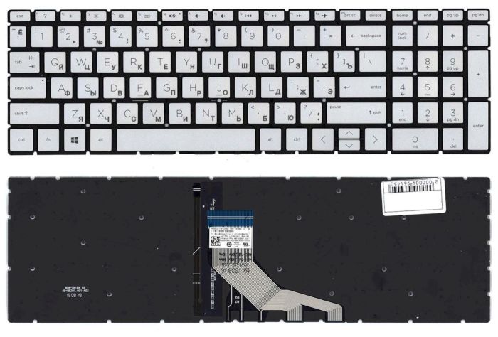 Клавиатура для ноутбука HP (15-dw0000) с подсветкой (Light), Silver, (No Frame) RU