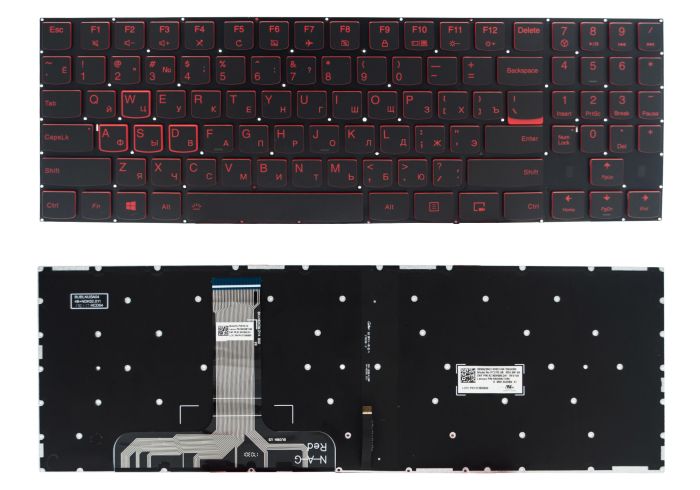 Клавіатура Lenovo Legion Y520-15IKBN Y520-15IKBA Y520-15IKBM R720-15IKBN Y720-15IKB чорна без рамки Прямий Enter підсвітка RED Original PRC (PK1313B5B00)