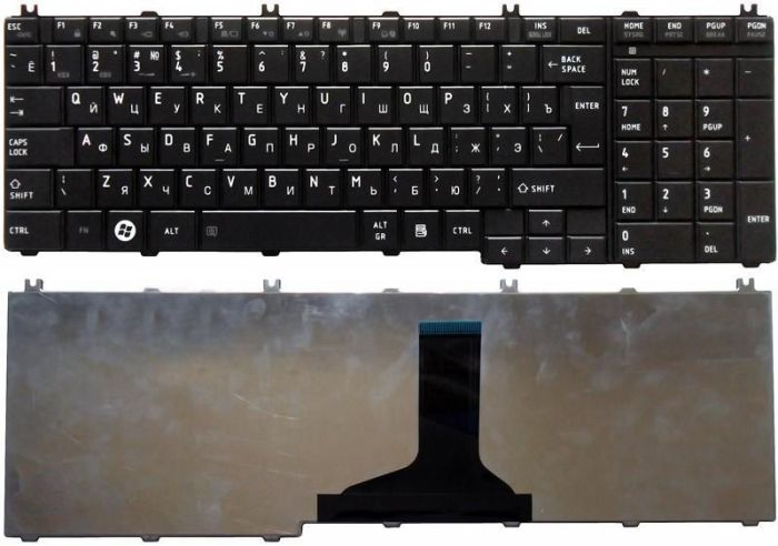Клавіатура Toshiba Satellite (C650, C650D, C655, C655D, L656, L650, L655, L650 L755D, L770, L770D, L775, L775D) Чорна, RU/EN