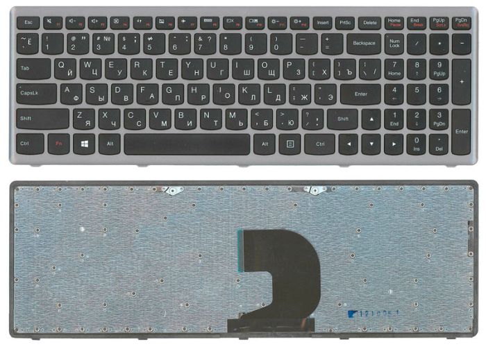 Клавіатура для ноутбука Lenovo Ideapad P500, Z500, Z500A, Z500G, Z500T Чорна, (Сіра рамка) UA