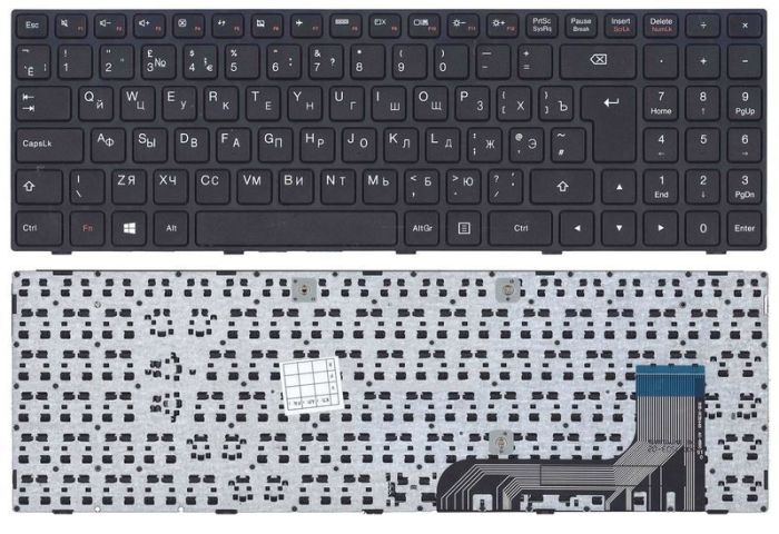 Клавіатура для ноутбука Lenovo IdeaPad (100-15) Чорна, (Чорна рамка), RU