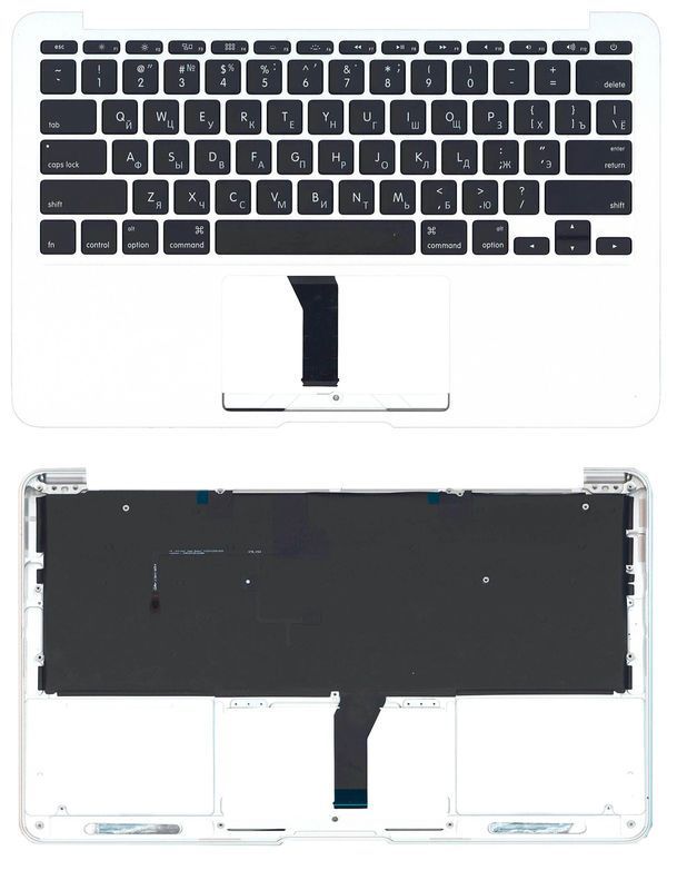 Клавіатура для ноутбука Apple MacBook Air 2013+ (A1465) Чорна, (Срібло TopCase), RU (горизонтальний ентер)