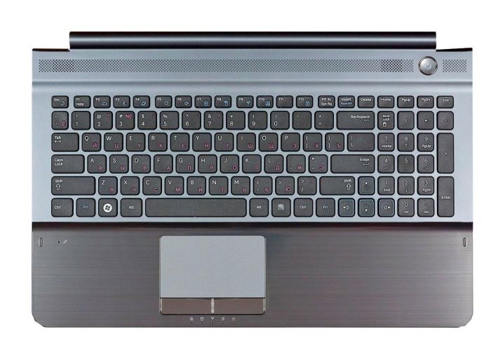 Клавіатура для ноутбука Samsung (RC510) Чорна, (Сіра TopCase), RU