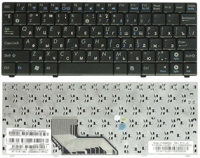 Клавіатура для ноутбука Asus (T91MT) Чорна, RU