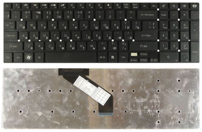 Клавіатура для ноутбука Acer Gateway (NV55) Чорна, (Без рамки), RU (горизонтальний ентер)