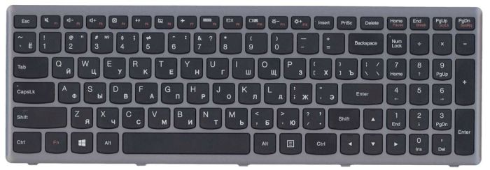 Клавиатура для ноутбука Lenovo IdeaPad Flex 15, G500S, G505, G505A, G505G, G505S, S500, S510, S510p, Z510, Black, (Silver Frame), RU